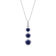Collier Lotus Silver triple oxyde bleu
