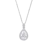 Collier Lotus Silver oxyde poire blanc