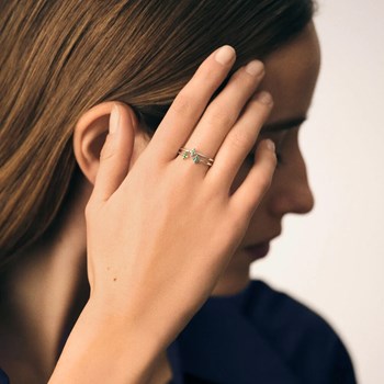 Set de 2 bagues Agatha Beloved trois motifs
argent rhodié oxydes verts et bleus