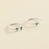 Set de 2 bagues Agatha Beloved trois motifs_x000D_
argent rhodié oxydes verts et bleus - vue V3