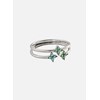 Set de 2 bagues Agatha Beloved trois motifs_x000D_
argent rhodié oxydes verts et bleus - vue V4