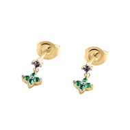Boucles d'oreilles Agatha Beloved 2 motifs argent_x000D_
doré oxydes verts