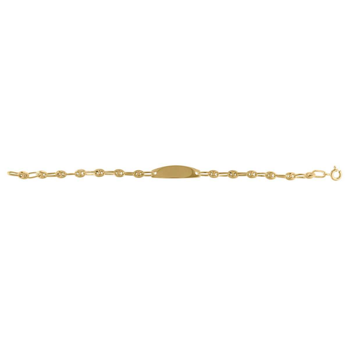 Identité bébé or jaune 9 carats ovale/grain de café - vue 2
