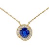 Collier saphir rond entouré de diamants - vue V1