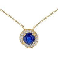 Collier saphir rond entouré de diamants