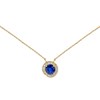 Collier saphir rond entouré de diamants - vue V2