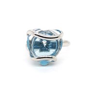 Bague Andrea Marazzini Rhodium Coeur Aquamarine