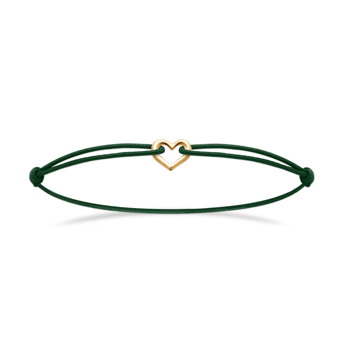 Bracelet Brillaxis cordon vert coeur plaqué or