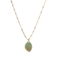 Collier réversible Les Cadettes laqué vert et laiton
doré
