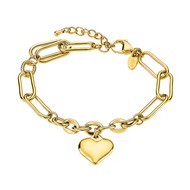 Bracelet Lotus Style acier doré pampille coeur