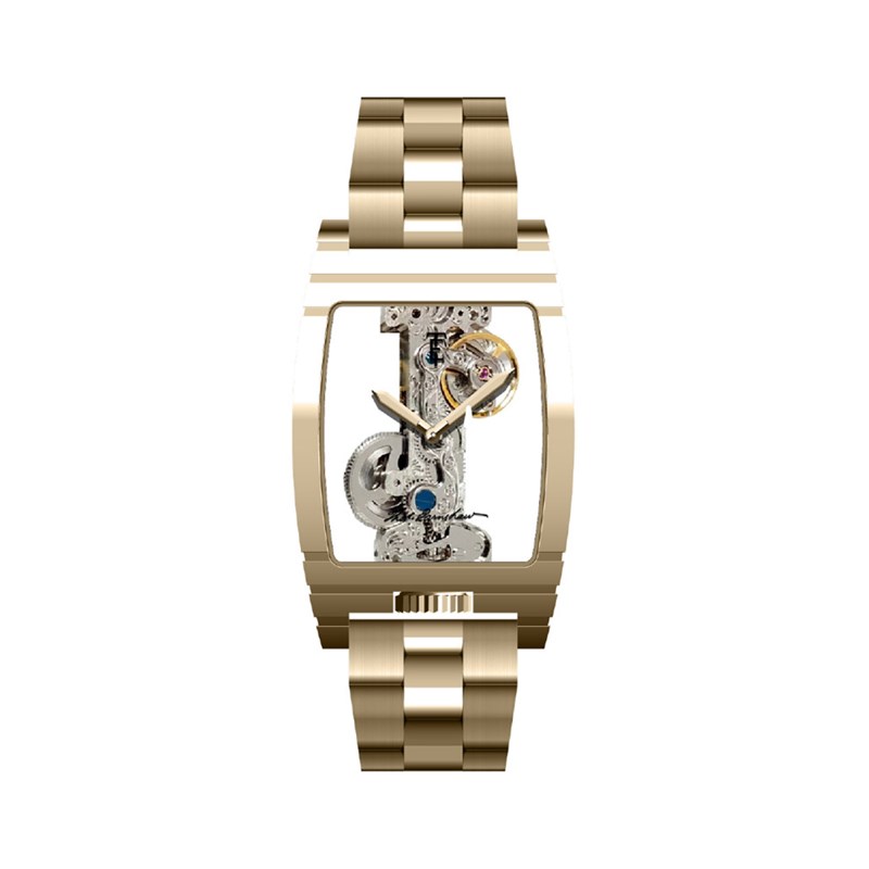 Discovery Wolver Bridge Mechanical - Montre homme - Mouvement automatique squelette 2 aiguilles - Doré