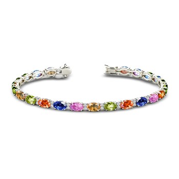 Bracelet Multi-Saphir Arc-en-ciel Argent 925 | Zélénia ADEN