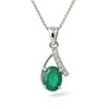 Pendentif Lumière de Zambie Émeraude Ovale Argent Rhodié 925 | Collection Précieuse Aden - vue V1