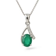 Pendentif Lumière de Zambie Émeraude Ovale Argent Rhodié 925 | Collection Précieuse Aden