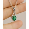 Pendentif Lumière de Zambie Émeraude Ovale Argent Rhodié 925 | Collection Précieuse Aden - vue V4