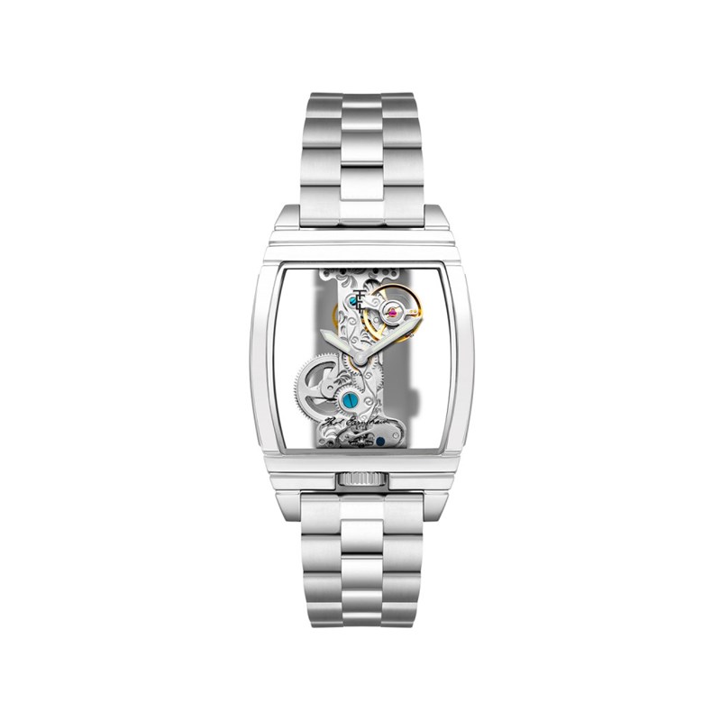 Discovery Wolver Bridge Mechanical - Montre homme - Mouvement automatique squelette 2 aiguilles - Argent