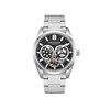 MICHAEL - Montre Homme - Analogique Mouvement Automatique Multifonction - Boitier rond en métal argenté - Cadran noir - vue V1