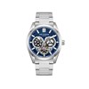 MICHAEL - Montre Homme - Analogique Mouvement Automatique Multifonction - Boitier rond en métal argenté - Cadran bleu - vue V1