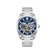 MICHAEL - Montre Homme - Analogique Mouvement Automatique Multifonction - Boitier rond en métal argenté - Cadran bleu