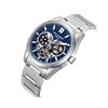 MICHAEL - Montre Homme - Analogique Mouvement Automatique Multifonction - Boitier rond en métal argenté - Cadran bleu - vue V2