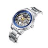 LEO - Montre Homme - Analogique Mouvement Squelette Automatique - Boitier rond en métal - Cadran bleu - vue V2