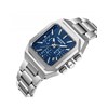 WAYNE - Montre Homme - Analogique Mouvement Quartz Multifonction - Boitier carré en métal argenté - Cadran bleu - vue V2