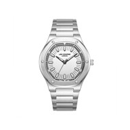 SIMON - Montre Homme - Analogique Mouvement Quartz 3 aiguilles - Boitier rond en métal argenté - Cadran blanc
