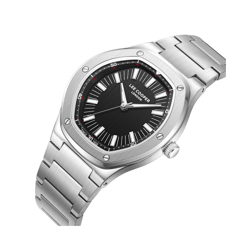 SIMON - Montre Homme - Analogique Mouvement Quartz 3 aiguilles - Boitier rond en métal argenté - Cadran noir - vue 2