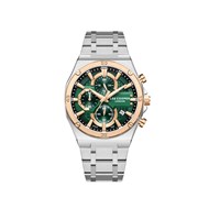 DENNIS -  Montre Homme - Analogique Mouvement Quartz Multifonction - Boitier tonneau en métal - Cadran vert
