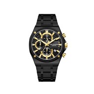 DENNIS -  Montre Homme - Analogique Mouvement Quartz Multifonction - Boitier tonneau en métal - Cadran noir