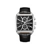 PAUL - Montre Homme - Analogique Mouvement Quartz Multifonction - Boitier tonneau en métal argenté - Bracelet noir - vue V1