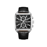 PAUL - Montre Homme - Analogique Mouvement Quartz Multifonction - Boitier tonneau en métal argenté - Bracelet noir