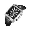 PAUL - Montre Homme - Analogique Mouvement Quartz Multifonction - Boitier tonneau en métal argenté - Bracelet noir - vue V2