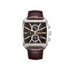 PAUL - Montre Homme - Analogique Mouvement Quartz Multifonction - Boitier tonneau en métal argenté - Bracelet marron - vue V1