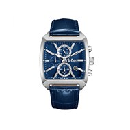 PAUL - Montre Homme - Analogique Mouvement Quartz Multifonction - Boitier tonneau en métal argenté - Bracelet bleu