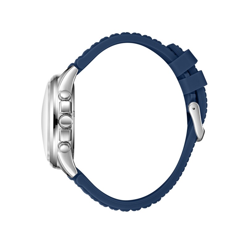 ALBERT - Montre Homme - Analogique Mouvement Quartz Multifonction - Boitier rond en métal argenté - Bracelet bleu - vue 3