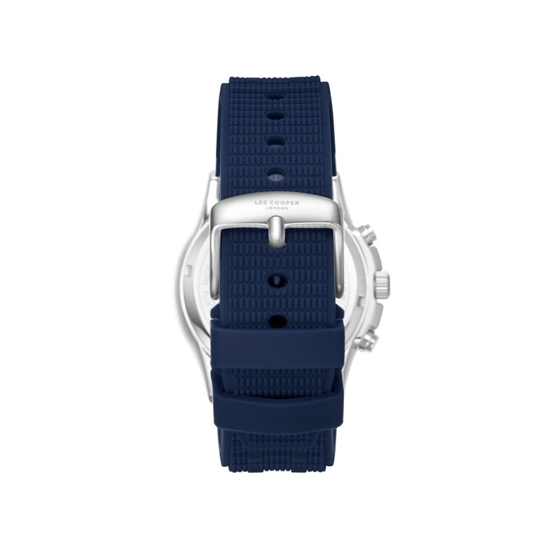 ALBERT - Montre Homme - Analogique Mouvement Quartz Multifonction - Boitier rond en métal argenté - Bracelet bleu - vue 4
