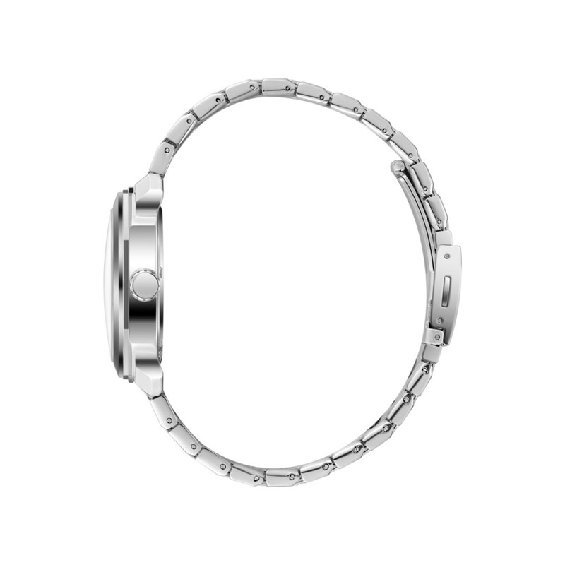 HOWARD - Montre Homme - Analogique Mouvement Quartz 3 aiguilles et date - Boitier rond en métal argenté - Cadran bleu - vue 3