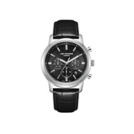 THEODORE  - Montre Homme - Analogique Mouvement Quartz Multifonction - Boitier rond en métal argenté - Cadran noir