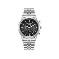 VINCENT - Montre Homme - Analogique Mouvement Quartz Multifonction - Boitier rond en métal argenté - Cadran noir