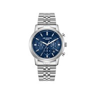 VINCENT - Montre Homme - Analogique Mouvement Quartz Multifonction - Boitier rond en métal argenté - Cadran bleu
