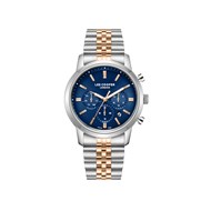 VINCENT - Montre Homme - Analogique Mouvement Quartz Multifonction - Boitier rond en métal argenté - Cadran noir bleu