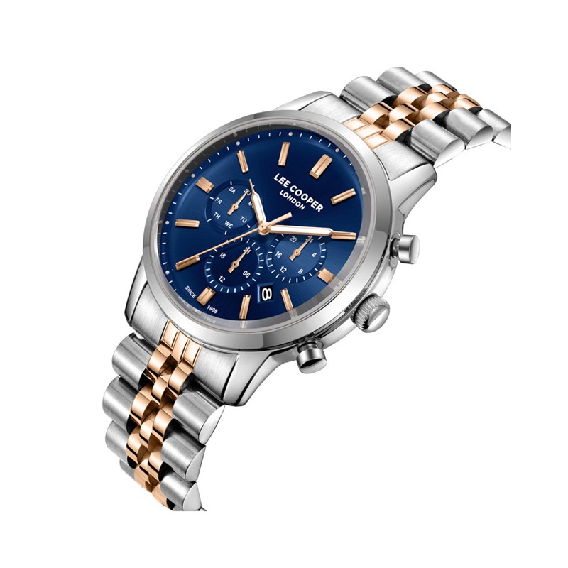 VINCENT - Montre Homme - Analogique Mouvement Quartz Multifonction - Boitier rond en métal argenté - Cadran noir bleu - vue 2
