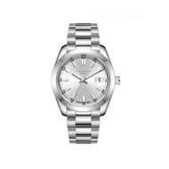 PIERRE - Montre Homme - Analogique Mouvement Quartz 3 aiguilles et date - Boitier rond en métal argenté - Cadran argenté