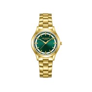 HOPE - Montre Femme - Analogique Mouvement Quartz 3 aiguilles - Boitier rond en métal - Cadran soleillé vert avec parties transparentes
