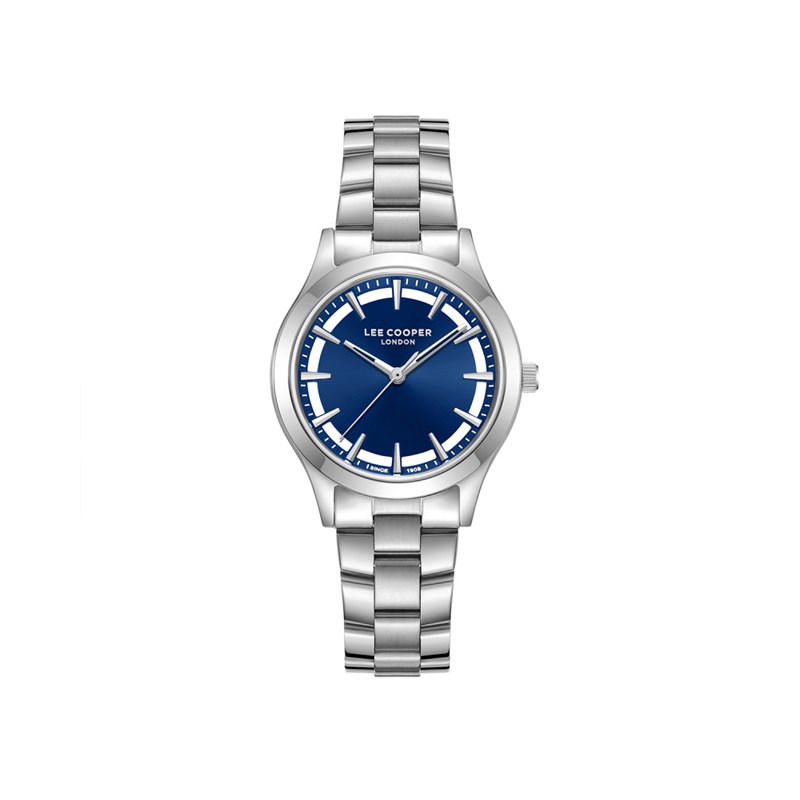 HOPE - Montre Femme - Analogique Mouvement Quartz 3 aiguilles - Boitier rond en métal - Cadran soleillé bleu avec parties transparentes