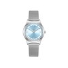AMBER - Montre Femme - Analogique Mouvement Quartz 3 aiguilles - Boitier rond en métal - Cadran nacré bleu avec parties transparentes - vue V1