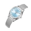 AMBER - Montre Femme - Analogique Mouvement Quartz 3 aiguilles - Boitier rond en métal - Cadran nacré bleu avec parties transparentes - vue V2