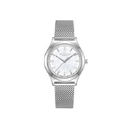 AMBER - Montre Femme - Analogique Mouvement Quartz 3 aiguilles - Boitier rond en métal - Cadran nacré blanc avec parties transparentes