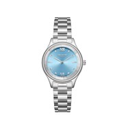 JOAN - Montre Femme - Analogique Mouvement Quartz 3 aiguilles - Boitier rond en métal  - Lunette facettée en crystal - Cadran bleu
